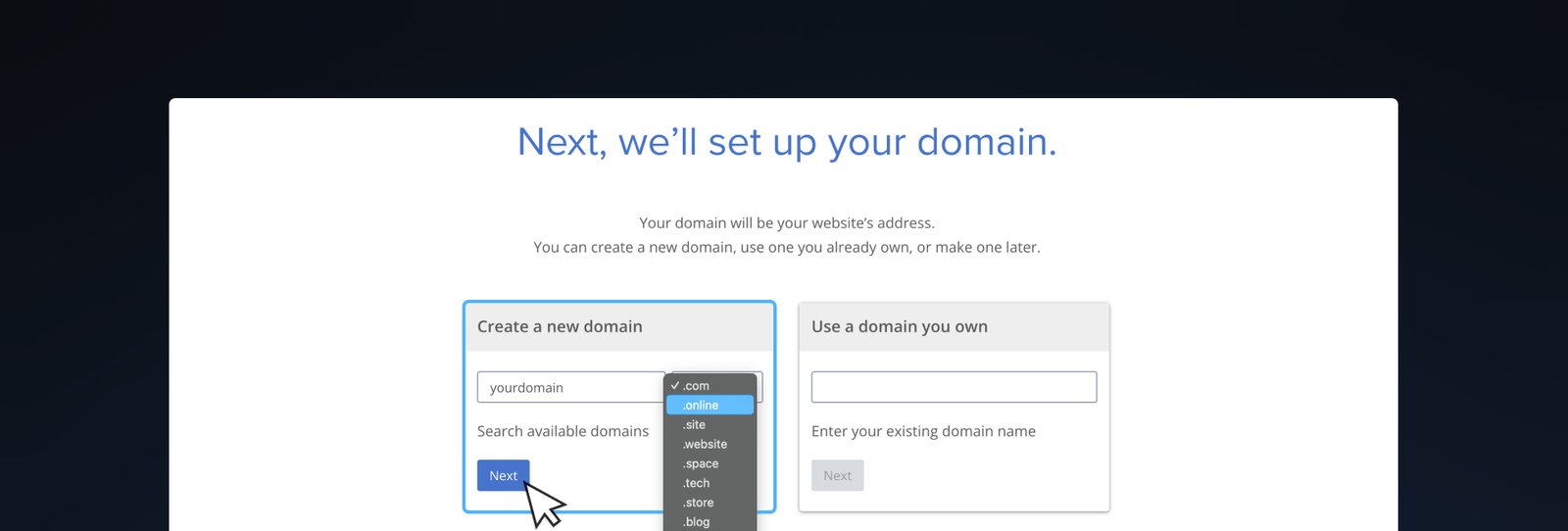 Create a new domain Bluehost