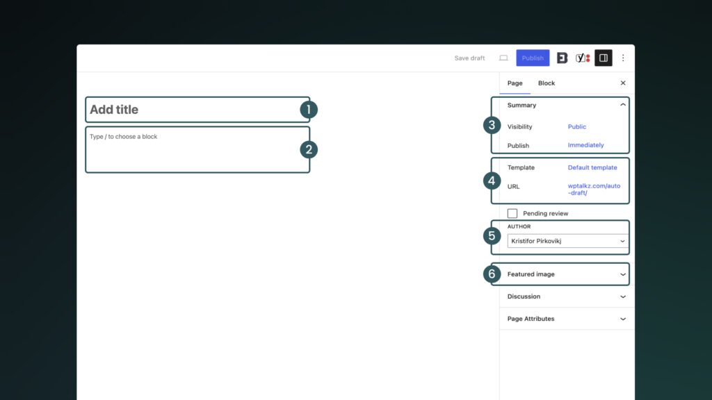 All page fields explained